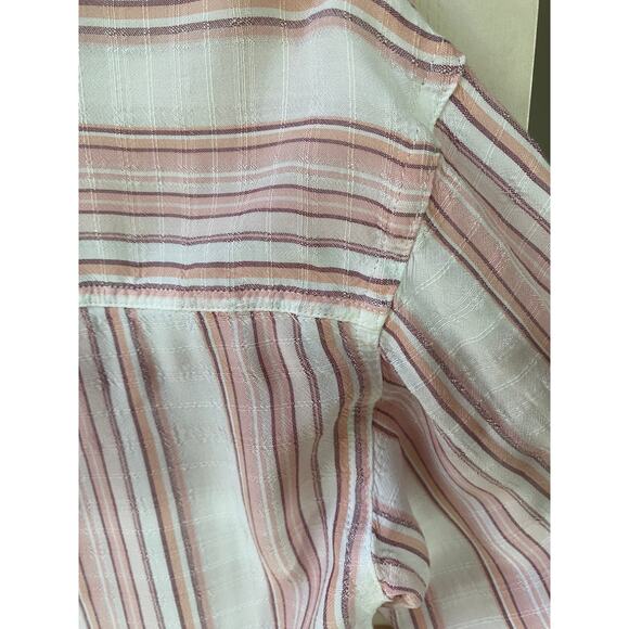 Aeropostale Shirt Cropped Button Down Striped Pink Relaxed Fit Size Small - Picture 3 of 9